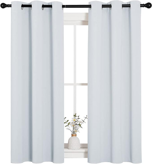 NICETOWN Room Darkening Curtain Panels for Bedroom, Easy-Care Solid Thermal Insulated Grommet Room Darkening Draperies/Drapes (Greyish White, 2 Panels, 34 by 54)