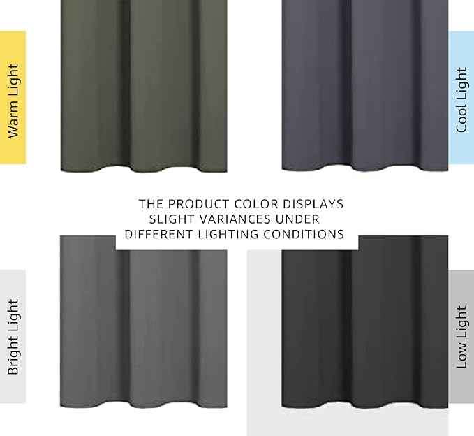 NICETOWN Grey Blackout Curtain Panels for Bedroom, Thermal Insulated Grommet Top Blackout Draperies and Drapes for Basement (2 Panels, W34 x L45-inch, Grey)