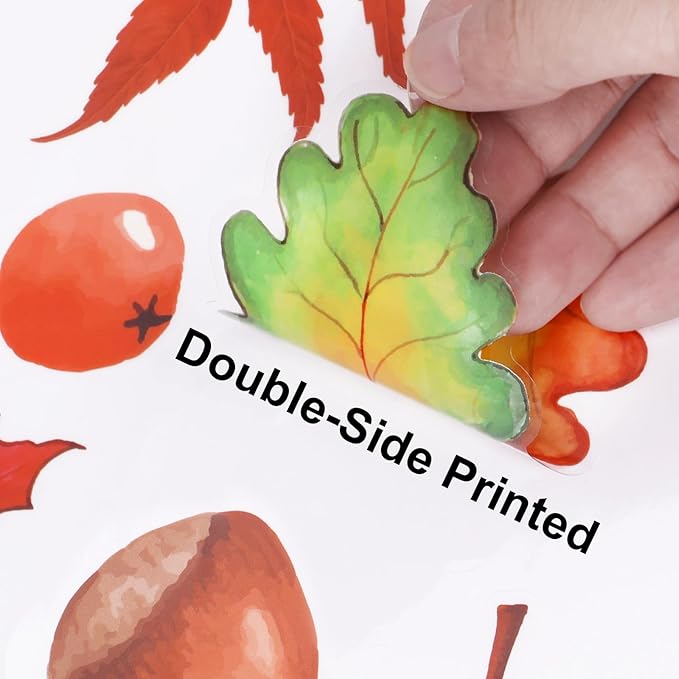 Fall Window Clings for Glass Windows Autumn Maple Leaf Window Static Stickers Double-Sided Leaves Hazelnut Window Door Cling Removable Reusable Stickers Thanksgiving Window Door Decor
