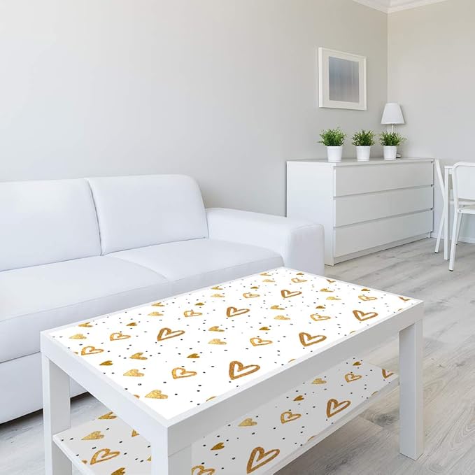 Amaonm Removable 15.8 x 98.4inch Lovely Gold Heart Wall Decals DIY Wallpaper Wall Stickers Murals Decor for Kids Babys Girls Bedroom Teens Nursery Living Room Door Desk Decoration (Heart)