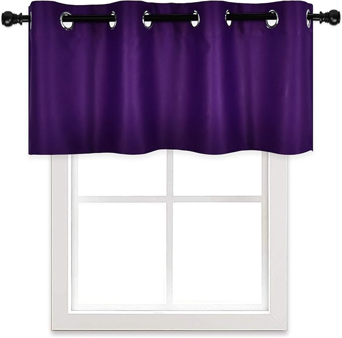 Purple Valance for Bathroom Solid Grommet Top Blackout Valance Window Treatment for Living Room Short Straight Drape Valance for Bedroom Kids Room 52X18 1 Panel Royal Purple