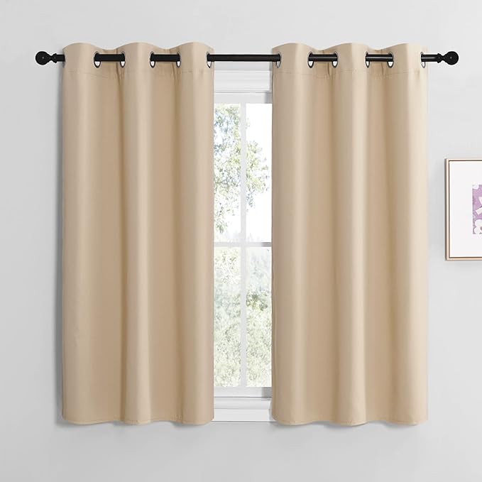 NICETOWN Room Darkening Draperies Window Curtain Panels, Thermal Insulated Grommet Room Darkening Curtains for Bedroom (Biscotti Beige, 2 Panels, W42 x L50 -inch)