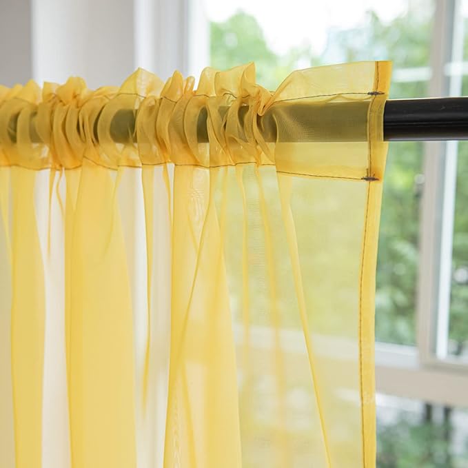 Windows Gradient Sheer Curtains 63 Inches Length 2 Panels Voile Light Filtering Sheer Curtains Panel Basic Rod Pocket for Bedroom Living Room Children Room Kitchen Yard
