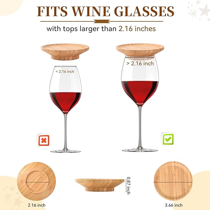 4 Pcs Wine Glass Charcuterie Topper, Wine Glass Topper Coasters Plate, Wine Glass Charcuterie Board Topper for Family Gatherings, Restaurants, Bars