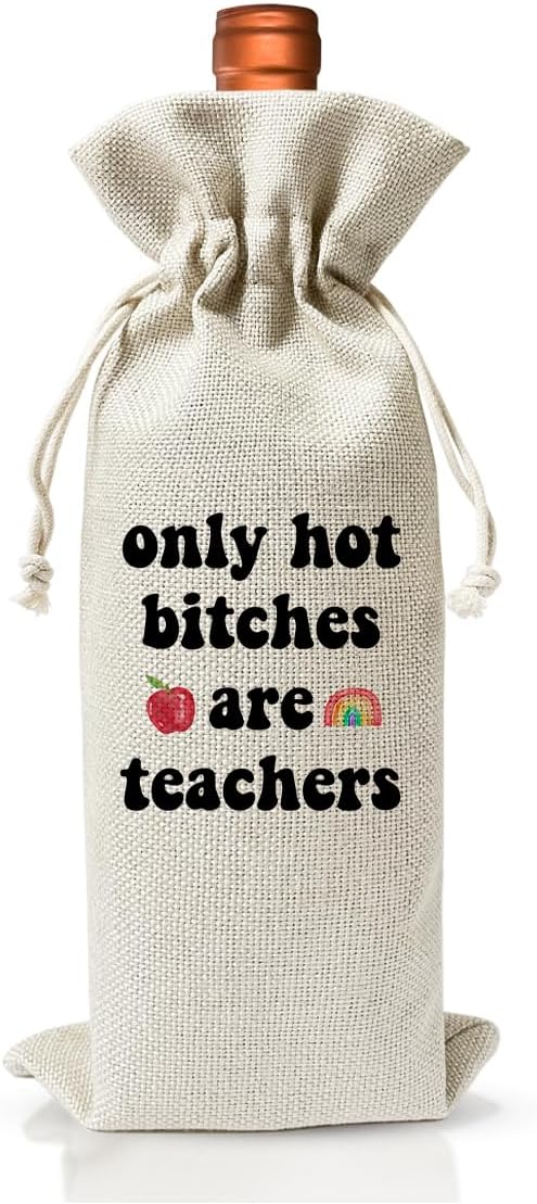 Teacher Appreciation Gift Wine Bag, Graduation Gift For Teacher Coworkers Colleagues, Teachers Day Gift, Cheering To Be A Teacher, Graduation Party Favors, Reusable Drawstring Wine Bag