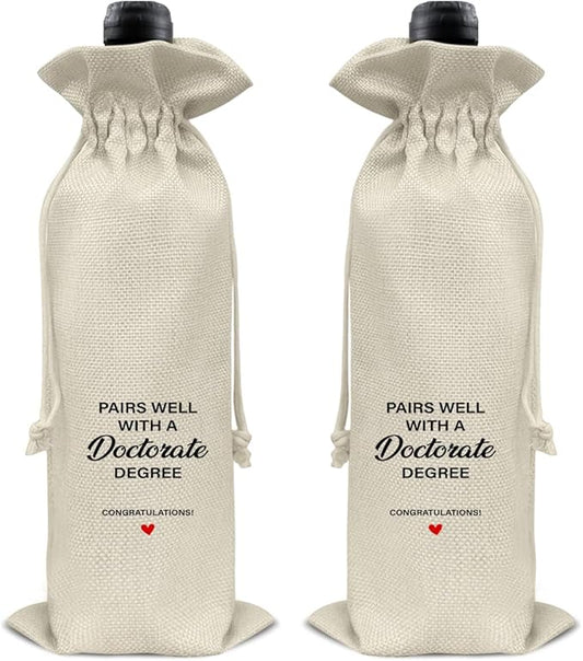 HOIJAUMAI Doctorate Degree Graduation Gifts Doctorate Graduation Gift Doctorate Graduation Wine Bag Pairs Well with a Doctorate Degree Wine Gift Bags for Men Women
