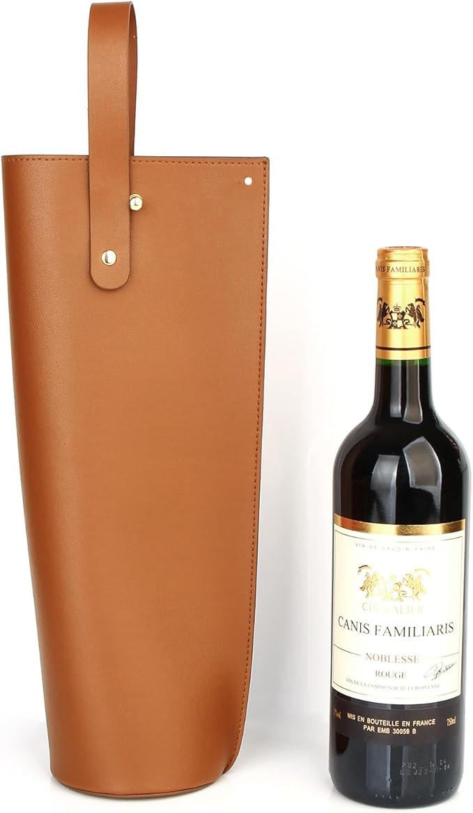 Wine Gift Bag, Reusable PVC Leather Wine Tote Carrier, Double Layered bag, Birthday Bridal Showers Holiday Gifts