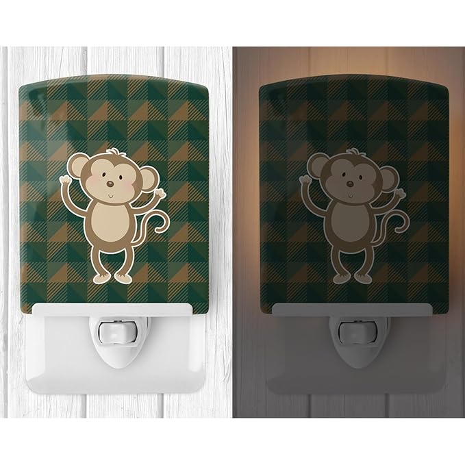 Caroline's Treasures BB7025CNL Monkey Ceramic Night Light Compact, UL-Certified, Ideal for Bedroom, Bathroom, Nursery, Hallway, Kitchen, 6x4x3, Multicolor