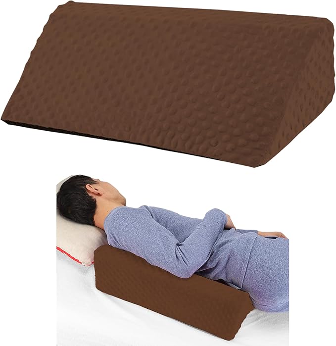 Wedge Pillow for Side Sleeping, Body Positioning Foam Wedge Pillow, Side Wedge Pillow for Sleeping Non-Slip Back Positioning Pillow for Bed Sore Wedge (Brown)