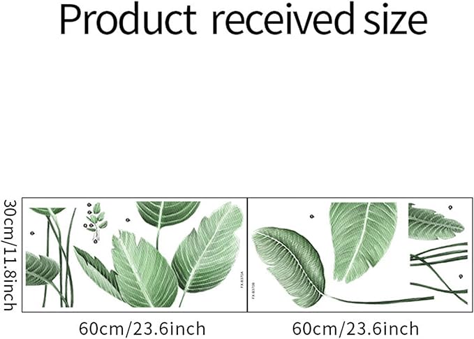 Tropical Leaf Green Leaves Wall Decals Monstera Deliciosa Liebm Palm Tree Leaf Plants Wall Stickers Bedroom Living Room TV Wall Door Decor Murals (Tropical Leaf Green 3)