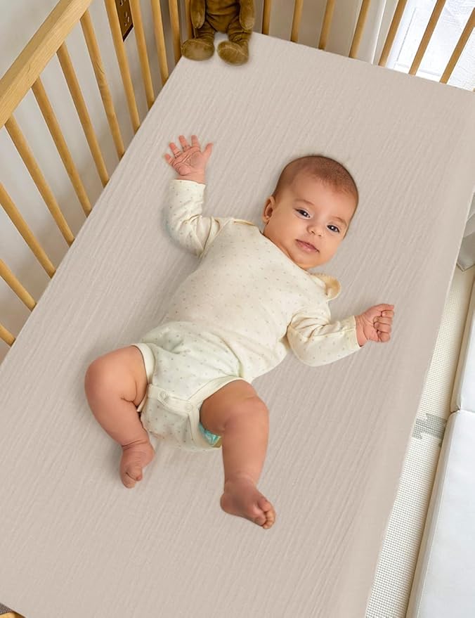 Khaki Bassinet Mattress Sheets, Muslin Bassinet Sheet 32"x16" for Rectangle, Oval, Hourglass Bassinet Mattress, Moses Basket Sheets (46B-08)