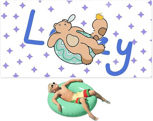 Cleanbear Kids Beach Towel - Cute ?œLazy??Bear with Long Tail Design, Soft and Absorbent, Perfect for Bath, Pool, and Beach