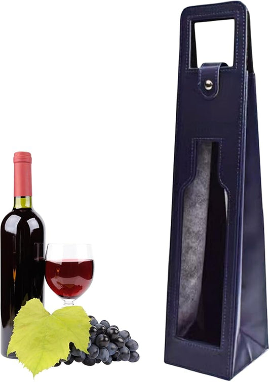 Resuable Leather Wine Tote Bag,Leather Wine Bottle Packaging Bag Classic Single Wine Bottle Gift Bag Leather Wine Carrier Tote Other Bar Accessories