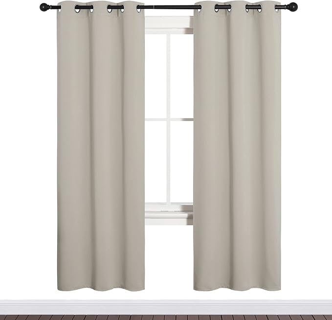 NICETOWN Blackout Curtains for Bedroom, 72 inches Long Curtains & Drapes for Living Room, Thermal Insulated Window Treatment Draperies for Nursery (Natural, 34" by 72")