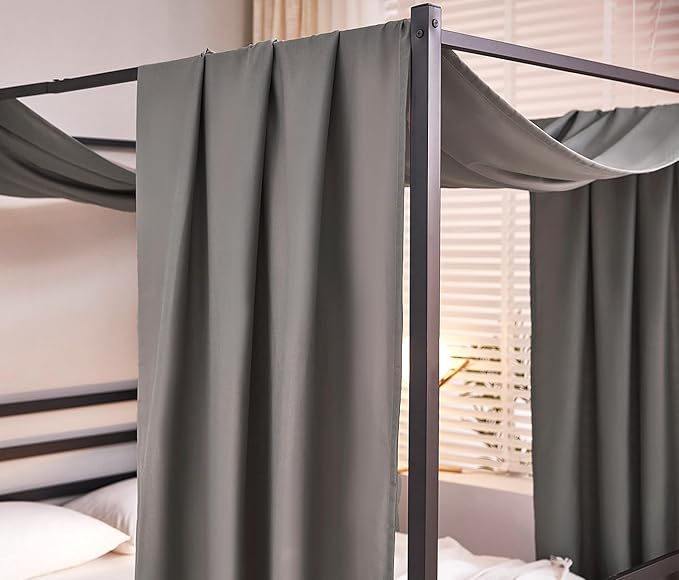 Akiky Linen Canopy Bed Curtains for Kid House Bed Montessori Canopy for Nursery Bed Canopy for Kids Child Toddler Adult Room Decoration(Full/Queen,Dark Gray)