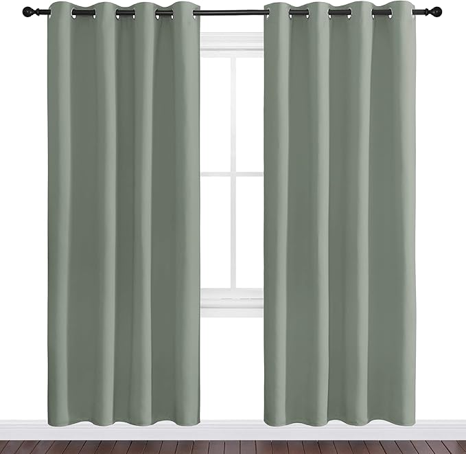 NICETOWN Greyish Green Blackout Curtains 78" Long for Office, Dining Room, Guest Room, Sound Reducing Heat and Cold Block Curtain Panels for Modern Room Decorative (55" Wide, 2 Pieces)