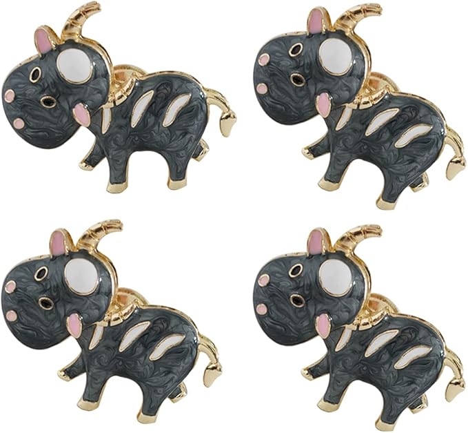 Cow Knobs 4 Pcs Cartoon Cow Shape Knob Cabinet Drawer Knob for Dresser Drawers Kitchen Bathrom Cupboard Kids Knobs Metal Animal Theme Pull Handles