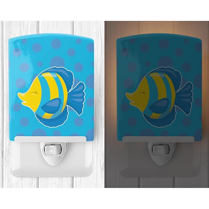 Caroline's Treasures BB8952CNL Fish Tropical Fish Ceramic Night Light Compact, UL-Certified, Ideal for Bedroom, Bathroom, Nursery, Hallway, Kitchen, 6x4x3, Multicolor