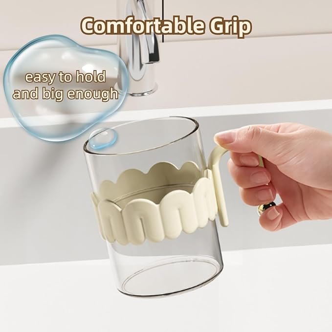 Transparent Mouthwash Cups, Toothbrush Holders, Mug for Mouth-Rinsing, Toothbrush Cups, Plastic Toothbrush and Toothpaste Organizer for Bathroom Vanity,Sink,Countertop (Green)