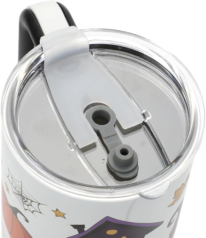 Bioworld Halloween Spooky Icons 40 Oz White Stainless Steel Tumbler With Handle