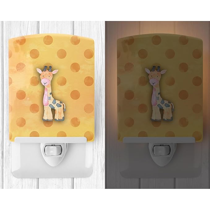Caroline's Treasures BB7373CNL Polkadot Griaffe Watercolor Ceramic Night Light Compact, UL-Certified, Ideal for Bedroom, Bathroom, Nursery, Hallway, Kitchen, 6x4x3, Multicolor