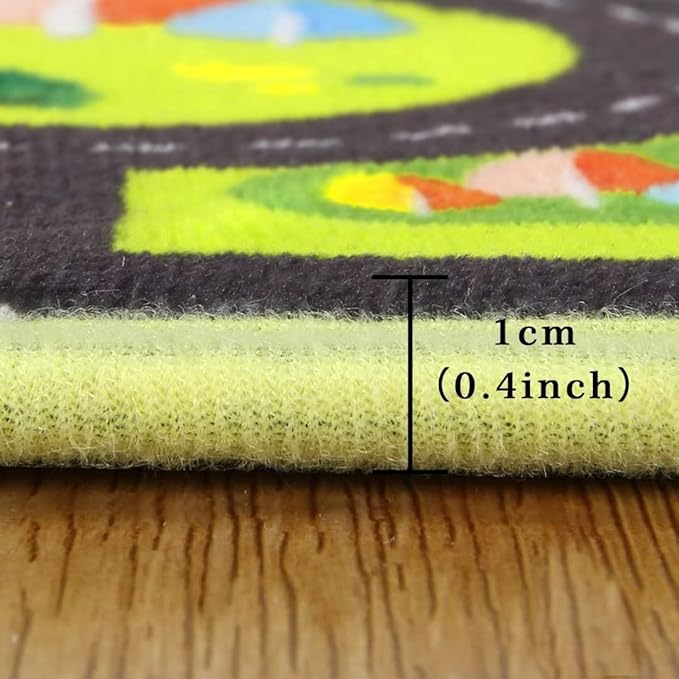 Kids Playmat City Life Carpet Playmat 3x5 Ft Town City Road Map Car Mat Play Mat Educational Learning Thick Carpet Soft Non Slip Area Rug Kids Girls Toddler Children Bedroom Nursery Room,Black