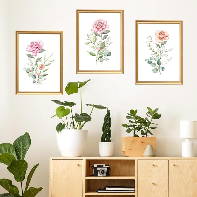 3D Floral Wall Decals for Living Room Office,Vinyl Flowers Wall Stickers, Removable Wall Murals Peel and Stick Flower Wall Art Decor Wallpaper Bedroom Kitchen