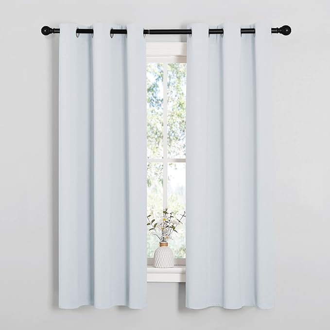 NICETOWN Room Darkening Draperies Curtains Panels, Window Treatment Thermal Insulated Grommet Room Darkening Curtains/Drapes for Bedroom (Greyish White, 2 Panels, 34 by 63)