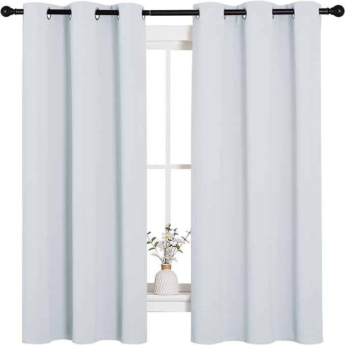 NICETOWN Window Treatment Thermal Insulated Grommet Room Darkening Curtains Drapes for Bedroom(2 Panels,42 by 63,Platinum-Greyish White)