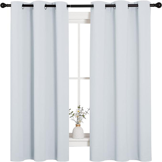 NICETOWN Window Treatment Thermal Insulated Grommet Room Darkening Curtains Drapes for Bedroom(2 Panels,42 by 63,Platinum-Greyish White)