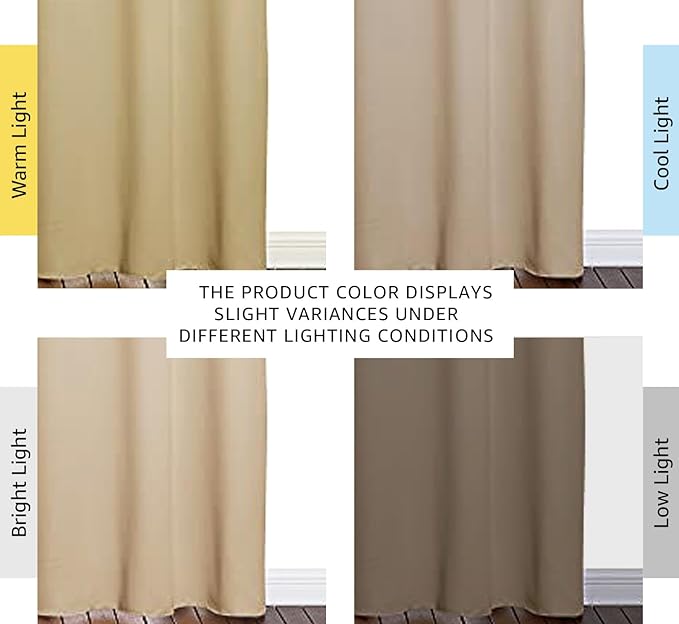 NICETOWN Thermal Insulated Eyelet Top Room Darkening Panels/Curtains/Drapes for Bedroom (2 Panels, W42 x L84 inches, Biscotti Beige)