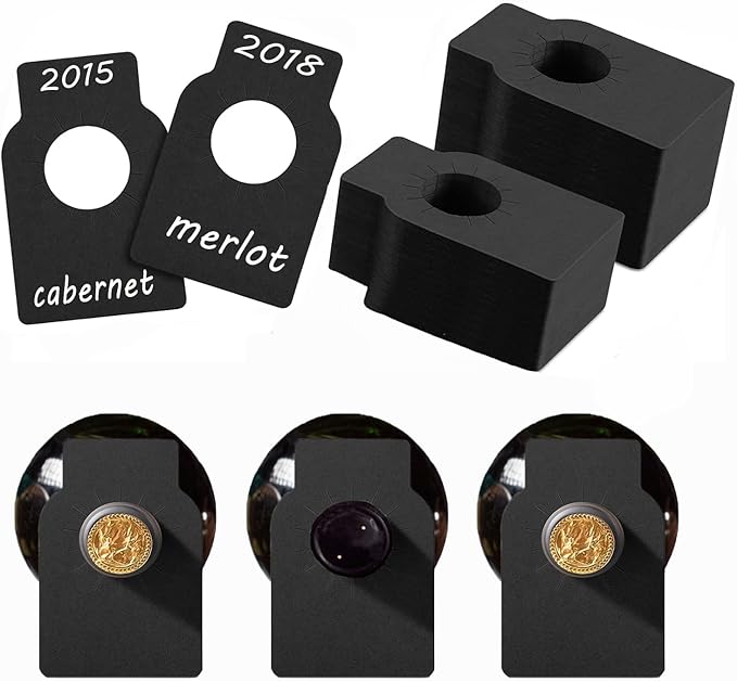 Wine Bottle Tags for Cellar Collection, Champagne,Hanging Labels for Name,Year,Tasting Notes (300Pack-Black)