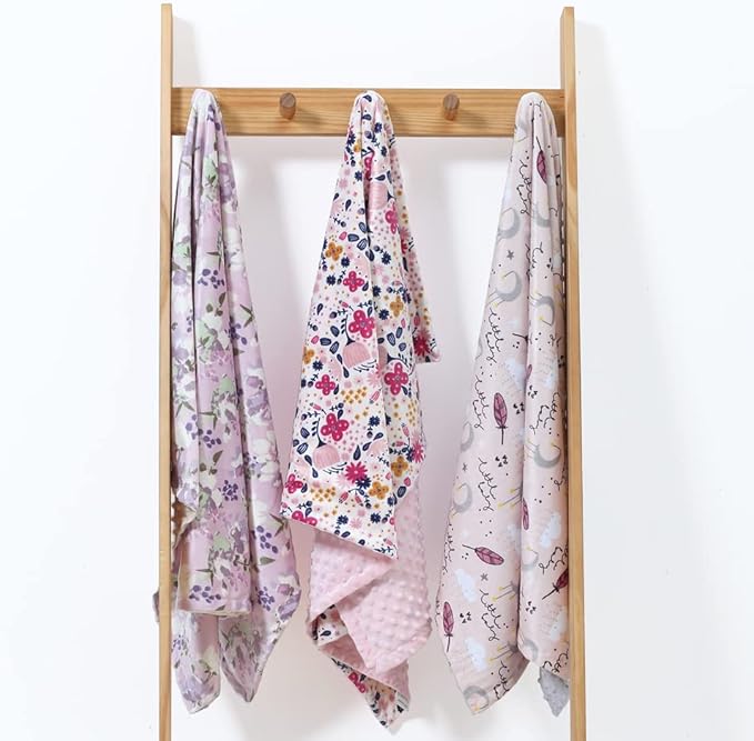 CREVENT Baby Girls Blanket for Crib Stroller Cot Cradle Car, Supper Soft and Pretty - Lavender Grapes 30x40 Inches