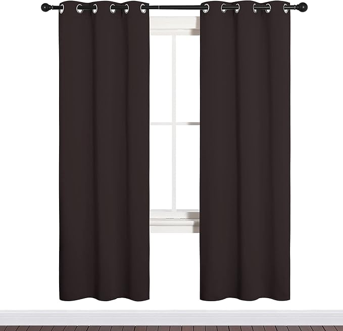 NICETOWN Blackout Curtain Panels for Bedroom Window, Triple Weave Microfiber Energy Saving Thermal Insulated Solid Grommet Blackout Draperies and Drapes(One Pair, 34 inches by 72 inches, Toffee Brown)