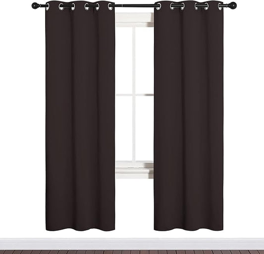 NICETOWN Blackout Curtain Panels for Bedroom Window, Triple Weave Microfiber Energy Saving Thermal Insulated Solid Grommet Blackout Draperies and Drapes(One Pair, 34 inches by 72 inches, Toffee Brown)
