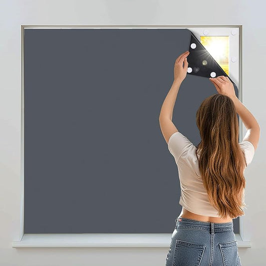 Portable Blackout Shades 100% Blackout Curtains for Bedroom Small Window Curtains No Light Kitchen Windows Insulated for Nursery for Baby Travel Curtain,Gray,56" W x 80" L,1 Panel