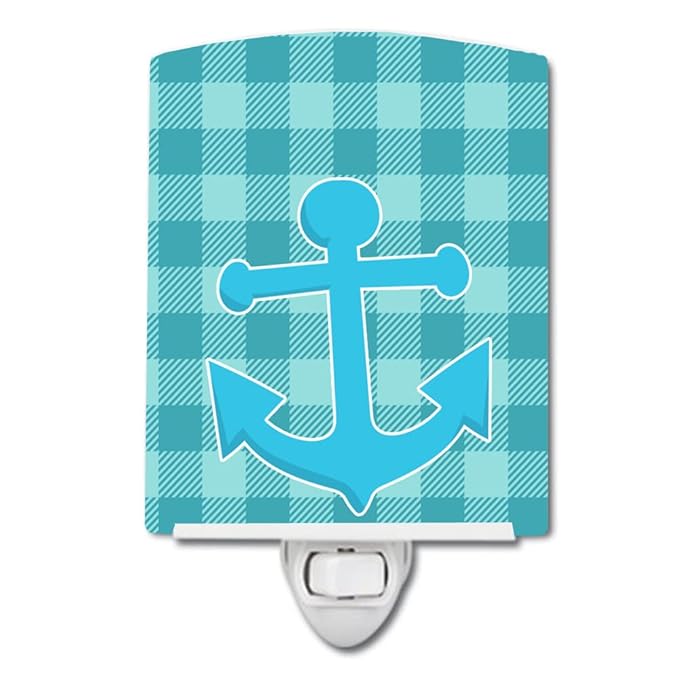 Caroline's Treasures BB8892CNL Nautical Anchor #3 Ceramic Night Light Compact, UL-Certified, Ideal for Bedroom, Bathroom, Nursery, Hallway, Kitchen, 6x4x3, Multicolor