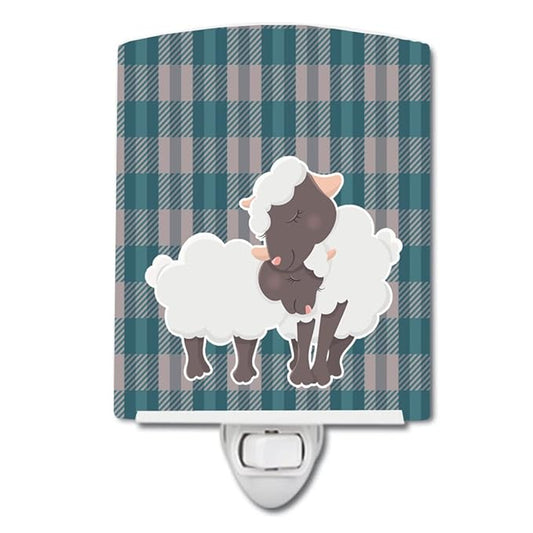 Caroline's Treasures BB8590CNL Sheep Ceramic Night Light Compact, UL-Certified, Ideal for Bedroom, Bathroom, Nursery, Hallway, Kitchen, 6x4x3, Multicolor