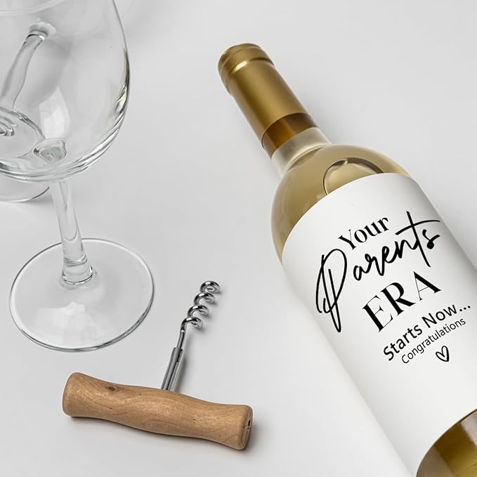 8 Pcs Parents Pregnancy Baby Announcement Wine Labels, Funny Pregnancy Baby Announcement Gifts for New Parents Wine Bottle Stickers Labels, Your Parents Era Starts Now Wine Labels