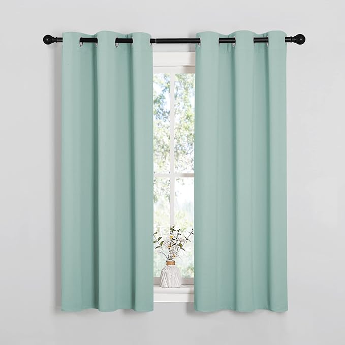 NICETOWN Window Curtain Panels, Thermal Insulated Solid Grommet Blackout Draperies/Drapes for Loft, Dorm (Aqua, One Pair, 34 by 54-inch)