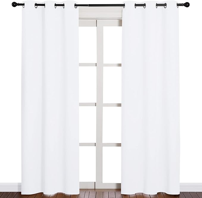 NICETOWN Window Treatment Curtain Set - 50% Light Reducing Curtains for Living Room, Curtain Panels for Patio Door (2 Panels, 42 inches x 84 inches, Pure White)
