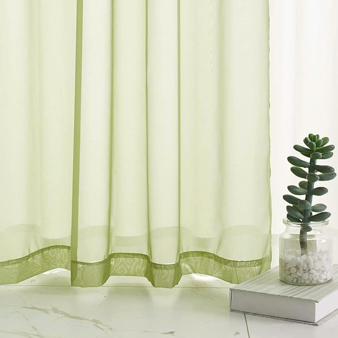 Sage Green Christmas Sheer Curtains 84 Inches Long 2 Panels for Bedroom/Living Room/Kids Rod Pocket Light Filtering Sage Green Sheer Curtains 52 x 84 mas sheer curtains