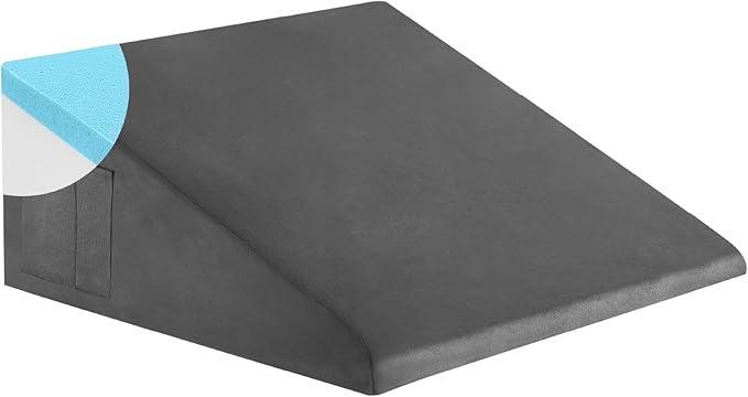 Bed Wedge Pillow for Sleeping, 10 Inch Memory Foam Wedge Pillow Post Surgery, Triangle Pillow Wedge, Elevated Support Pillows for Sleeping, Acid Reflux & Snoring - Removable Washable Cover