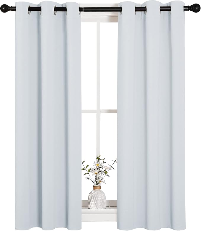 NICETOWN Room Darkening Draperies Curtains Panels, Window Treatment Thermal Insulated Grommet Room Darkening Curtains/Drapes for Bedroom (2 Panels, 29 by 45, Platinum-Greyish White)