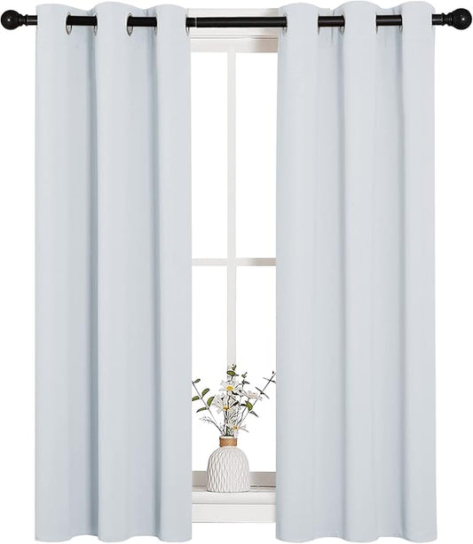 NICETOWN Room Darkening Draperies Curtains Panels, Window Treatment Thermal Insulated Grommet Room Darkening Curtains/Drapes for Bedroom (2 Panels, 29 by 45, Platinum-Greyish White)