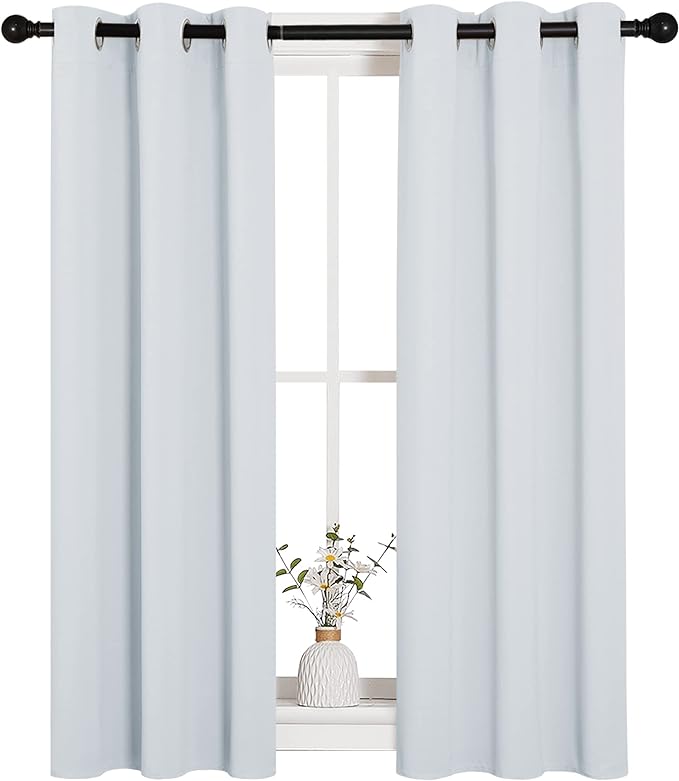 NICETOWN Room Darkening Draperies Curtains Panels, 2 Panels, 29 by 40, Greyish White, Window Treatment Thermal Insulated Grommet Room Darkening Curtains/Drapes for Bedroom