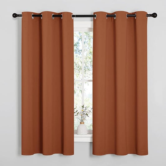 NICETOWN Bedroom Halloween Curtains 63 inches Long, Privacy and Thermal Insulated Blackout Drapes for Windows (Burnt Orange, 1 Pair, 42 x 63 inches)