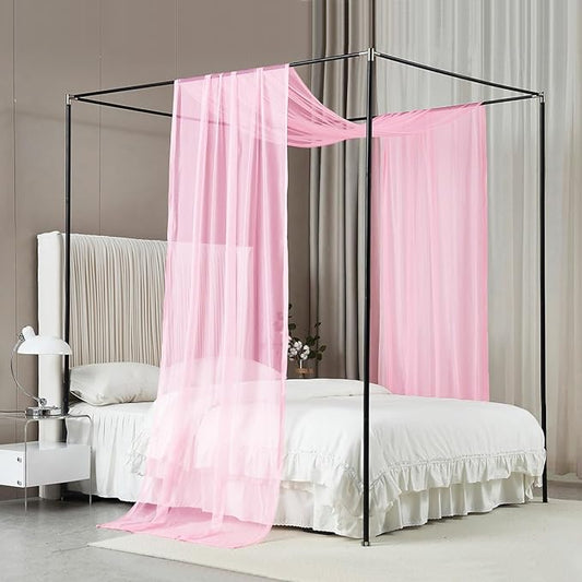 Akiky Bed Canopy for Girls Pink Sheer Canopy Bed Curtains Sheer Scarf Valance 1 Canopy Panel Twin Size Bed Scarf Drapes Bed décor
