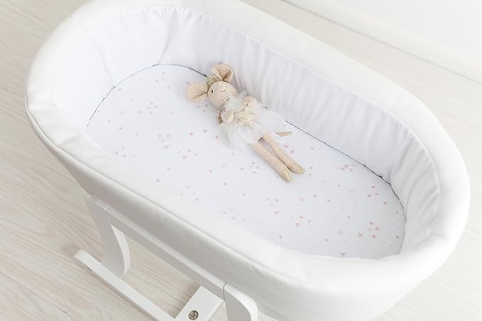 Ely's & Co. Bassinet Sheet 100% Jersey Cotton 2 Pack for Baby Girl-Dusty Rose and Mauve Pink Stars