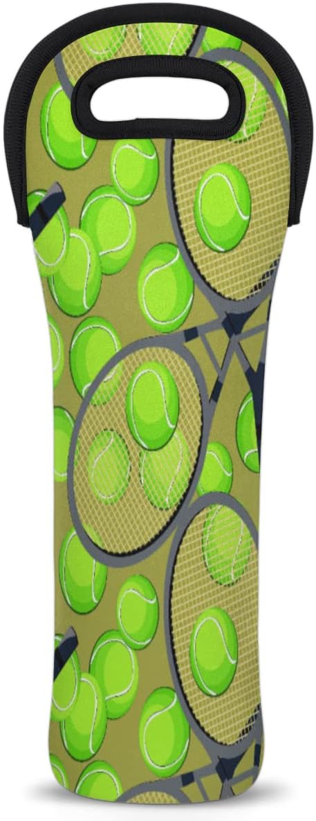 Single Bottle Wine Gift Tote Carrier Tennis Rackets Balls Neoprene Wine Tote Bags Holder Cooler Wine Gift for Women Men